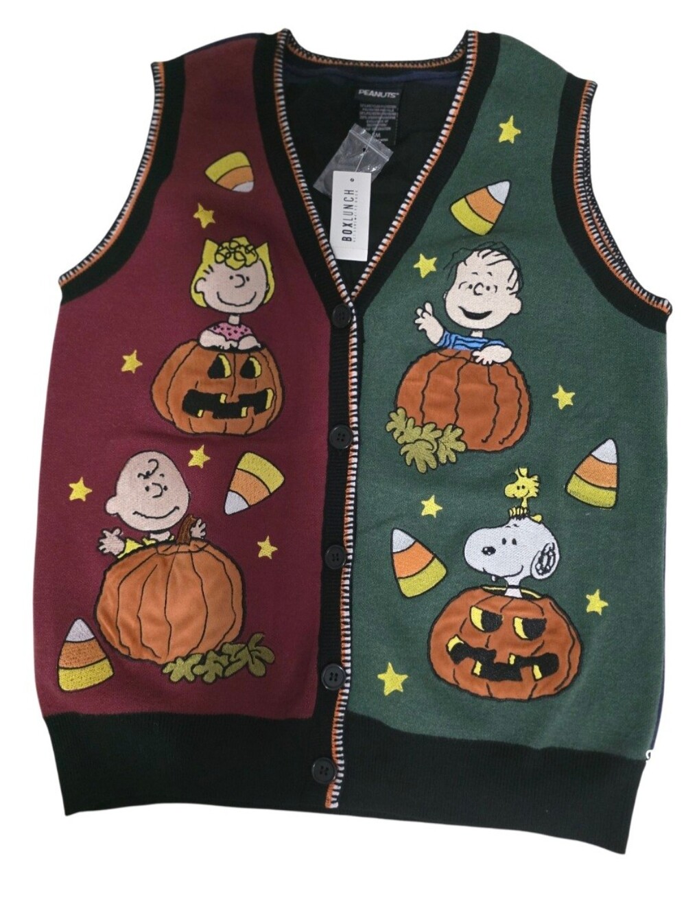 Box Lunch Peanuts Cardigan Vest Size Small NWT Unisex - Picture 9 of 15